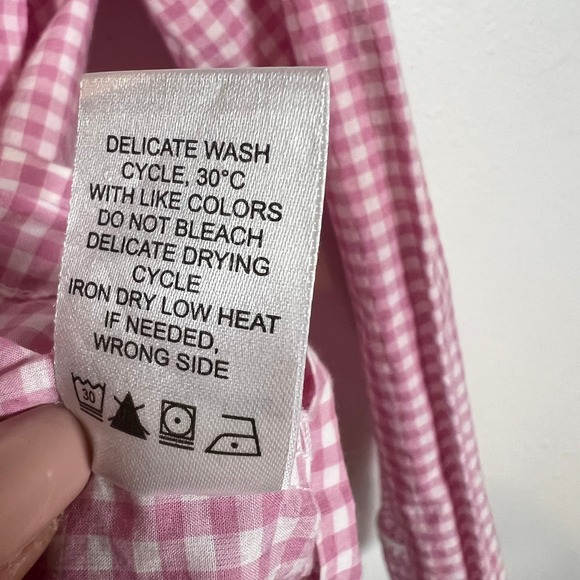 The Cat's Pajamas Set Pink Gingham Check Print 100% Cotton Womens Small Peru - Picture 11 of 11